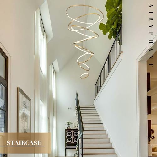 Modern LED Chandeliers 35" Brushed Gold 8