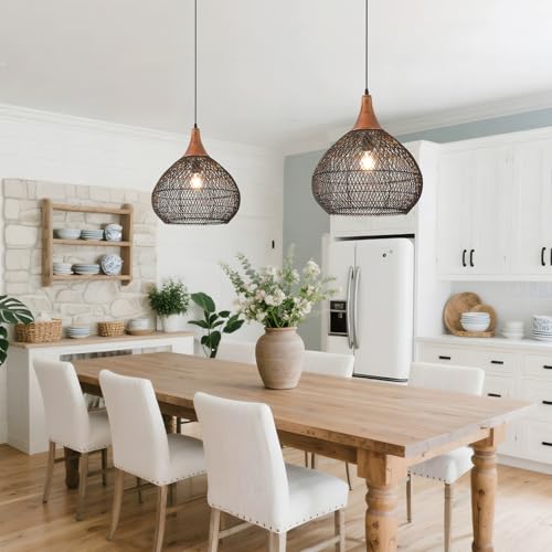 Black Rattan Pendant Light