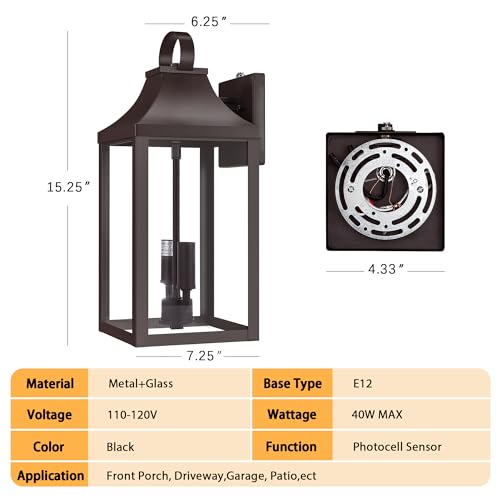 15" Dusk to Dawn Outdoor Wall Lantern 2