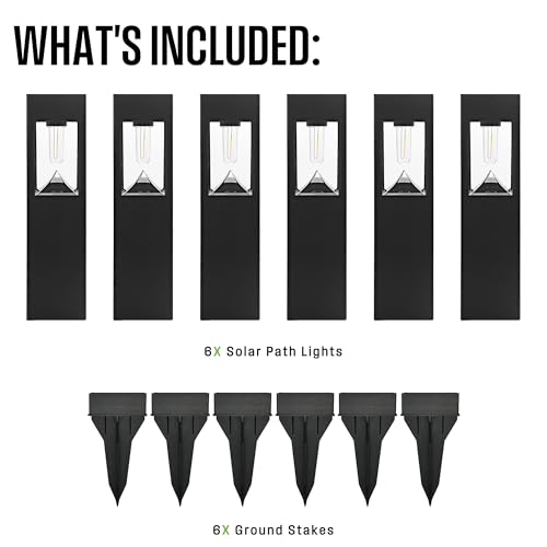 6 Pack Black Solar LED Outdoor Path Lights 30 Lumens (6 Count)