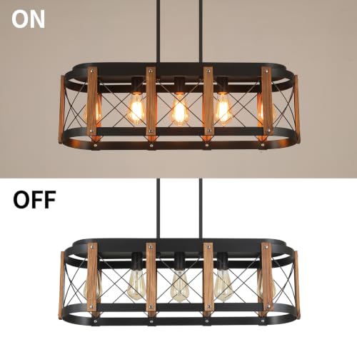 Rustic Farmhouse Wood Kitchen Island Lighting