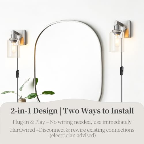 Plug in Wall Sconces Set of 2