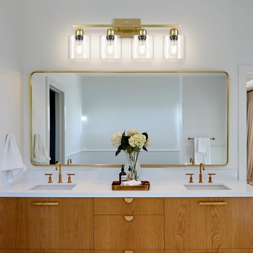 Modern Brushed Gold 4 Light Bathroom Light Fixtures