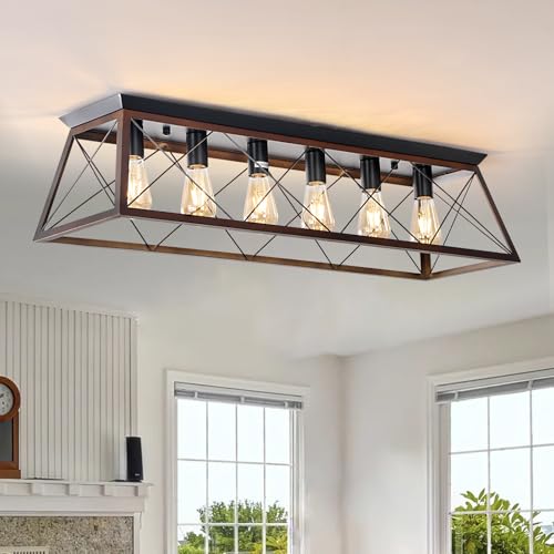 38" Large Brushed Bronze Flush Mount Ceiling Light for Kitchen