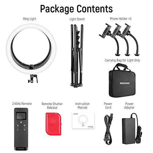 Ring Light RP19H 19 Inch with Tripod Stand 3 Phone Holders