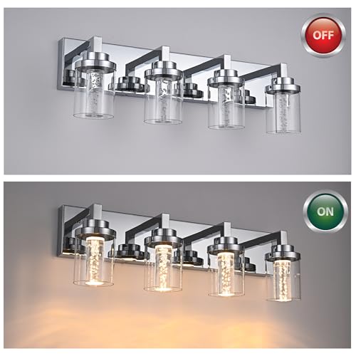 4 Light LED Bathroom Lighting Fixtures Chrome