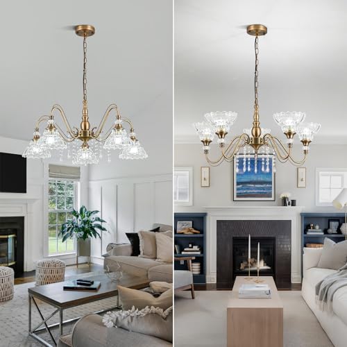 5 Light Vintage Chandelier in Matte Antique Brass Finish with Flower (5-Light / Antique Brass)