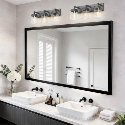 Matte Black Bathroom Light Fixtures (Black / 3-Light)