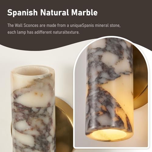 Natural Marble Wall Sconces Set of 2