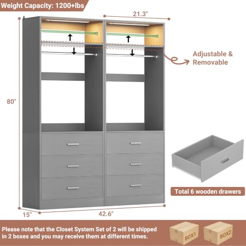 Freestanding Closet Systems with 2 Motion Sensor LED Lights