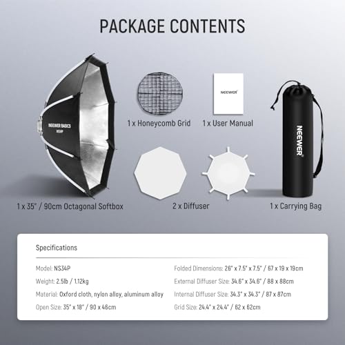 Basics Octagonal Softbox Kit for Studio Photography Video Recording Streaming