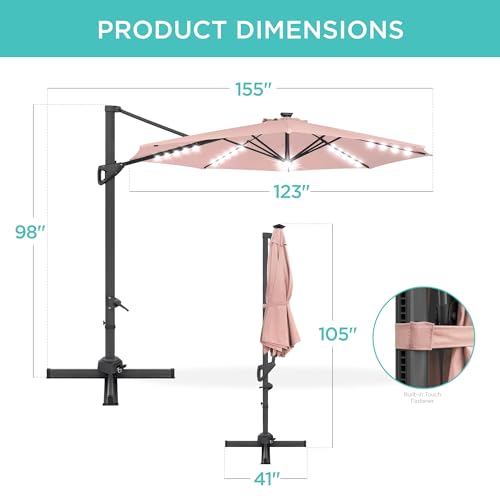 10ft Solar LED Cantilever Patio Umbrella