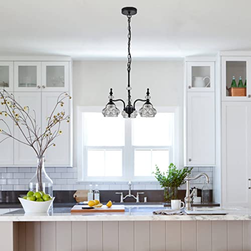 Modern 3 Light Chandeliers Black Kitchen Island Pendant Light for Farmhouse Living Room Bedroom Hotel