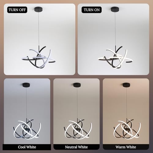 Black Modern Sputnik Chandelier with Remote Control