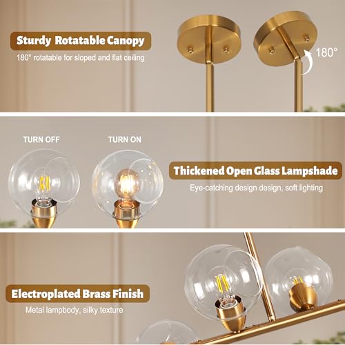 50" Open Globe Clear Glass Chandelier