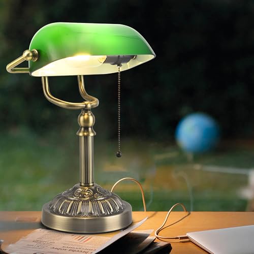 Bankers Desk Lamp with USB