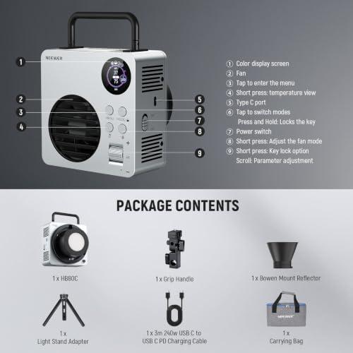 HB80C RGBWW LED Video Light with Built
