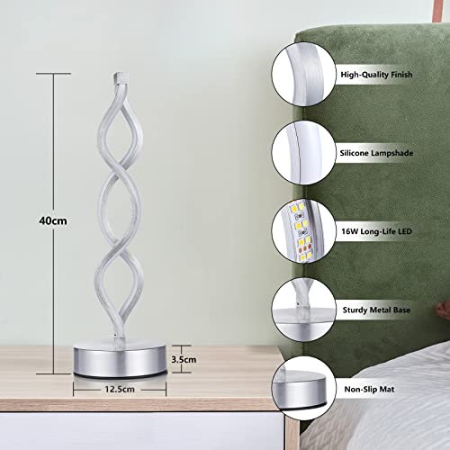 Silver Infinity Spiral LED Table Lamp