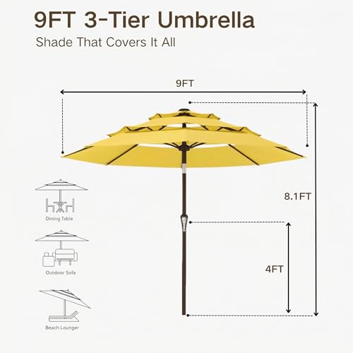 9ft 3 Tier Patio Umbrella