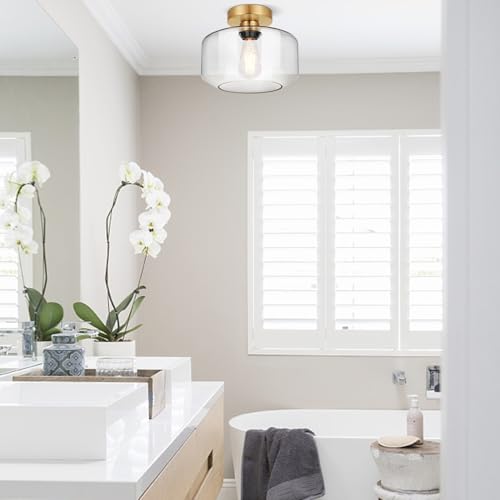 Industrial Semi Flush Mount Ceiling Light Brushed Gold