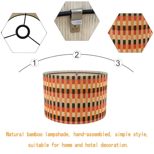 Rustic Pendant lamp shade Art decorative Colorful Grid 13.8x9Inch