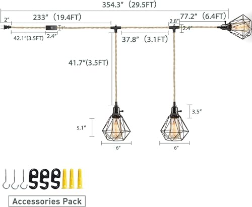 3 Light Hanging Light with Plug in Cord