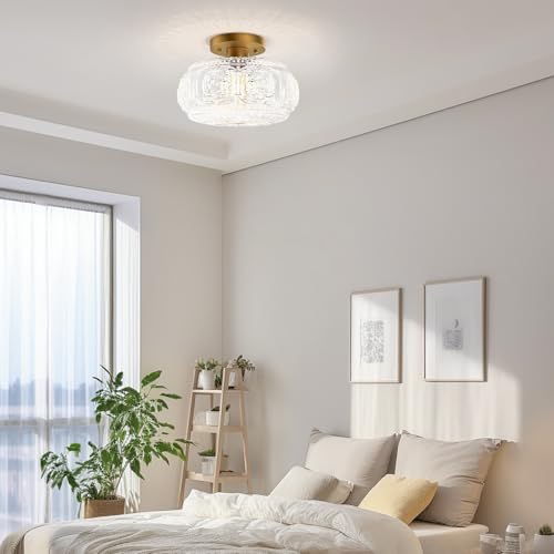 11 Inch Globe Glass Semi Flush Mount Ceiling Light Fixture