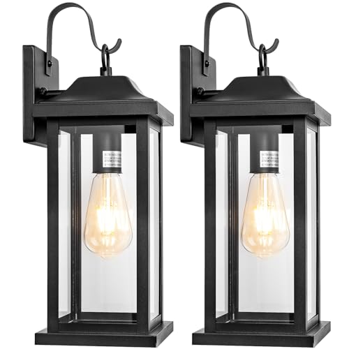 2 Pack Large Outdoor Light Fixtures Porch Lights Exterior Black (2 Count)