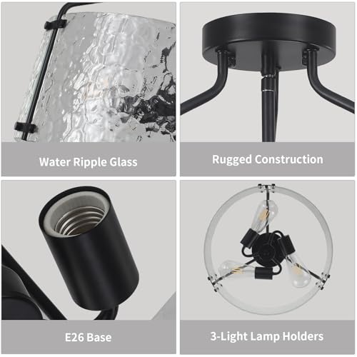Semi Flush Mount Ceiling Light Fixture 16''Glass Chandelier Kitchen Lighting Fixtures Ceiling 3