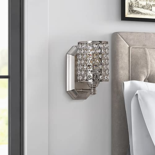 Crystal Wall Sconce Brushed Nickel Dry&Wet Dual Use 2 Pack 1 Light (2 Count)