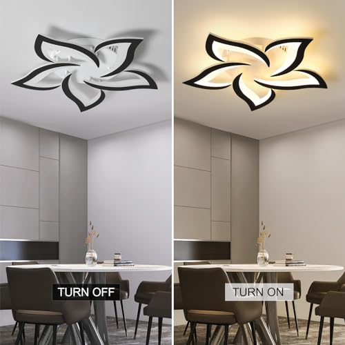 25.6" Flower Shaped Ceiling Light Dimmable Modern Ceiling Lamp Remote Control LED Lighting Fixture for Bedroom Dining Room Kitchen