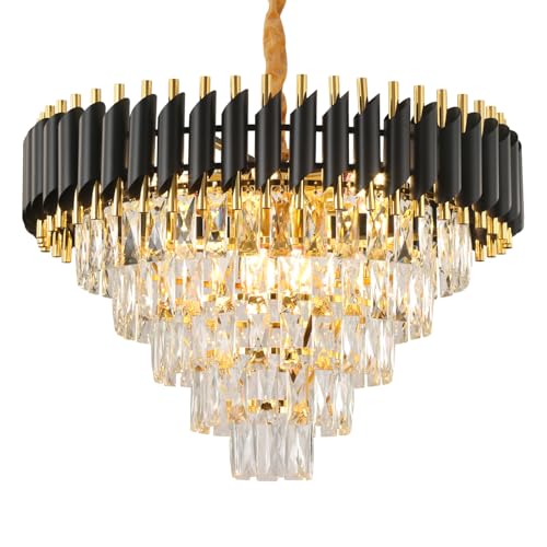 24” Gold and Black Crystal Chandelier