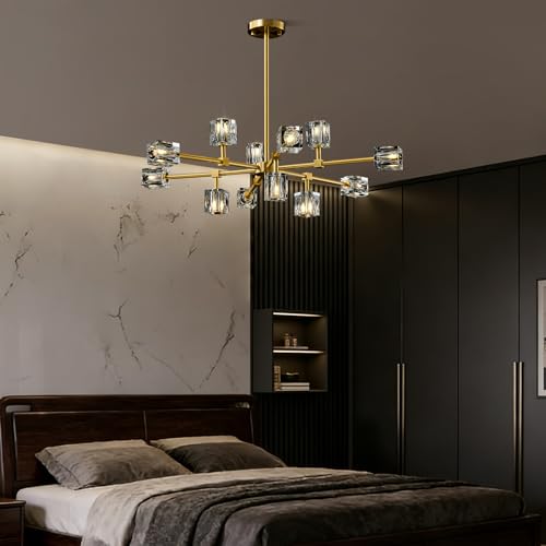 Modern Sputnik Crystal Brass Chandelier