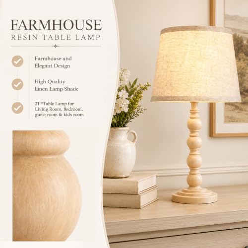 Farmhouse Table Lamps Set of 2 (Beige)