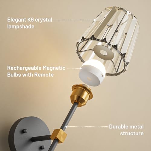 Crystal Battery Operated Wall Sconces Set of 2 (2 Count)