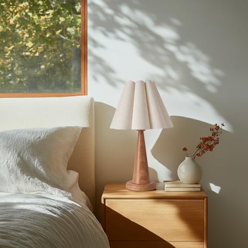 Modern Table Lamp with Petal Linen Lampshade