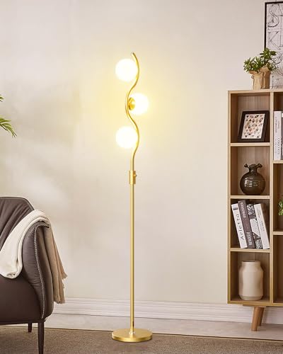 60IN Dimmable Gold Globe Floor Lamp (3 Count)