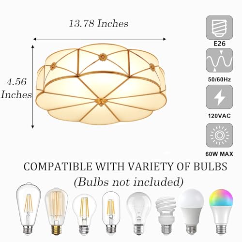 14 Inch Brass Flush Mount Ceiling Light
