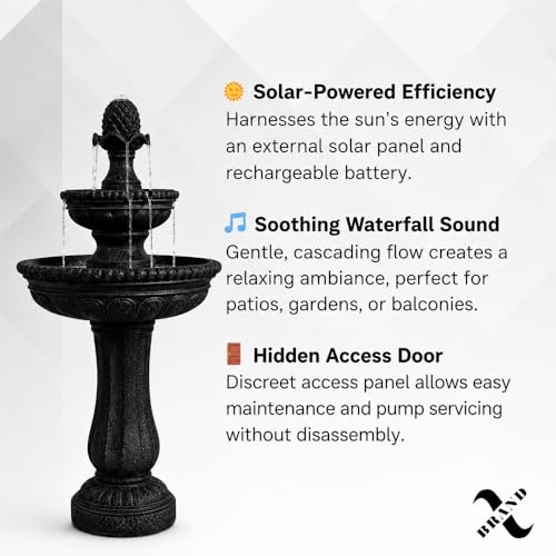 39" 2 Tier Outdoor Freestanding Solar Water Fountain