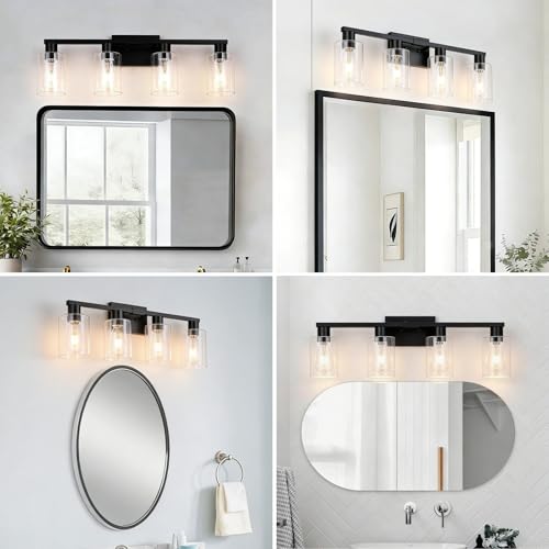 4 Light Bathroom Light Fixtures Black