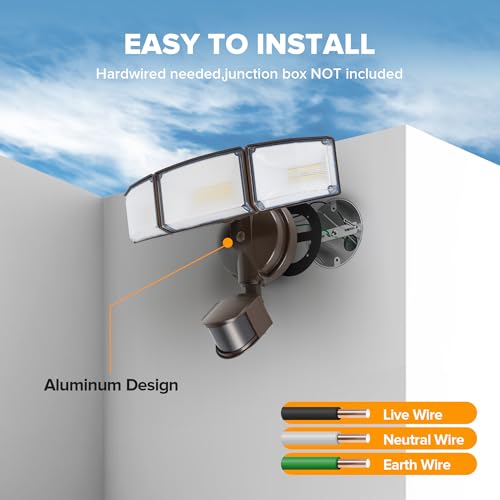 72W 7500LM LED Security Lights Motion Sensor Light Outdoor