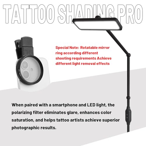 Tattoo Shading Pro Light Floor Lamp with CPL Filter Lens Reduce Glare and Reflections for Tattooing