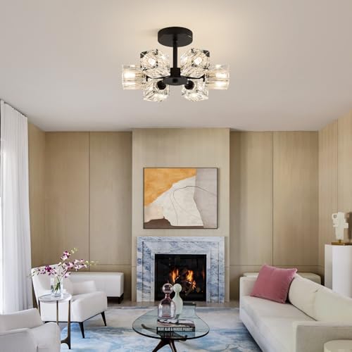 K9 Crystal Semi Flush Ceiling