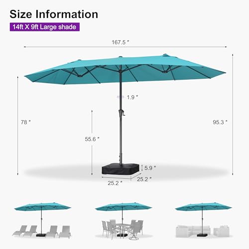 Patio Umbrella 14ft with Base Large Rectangle