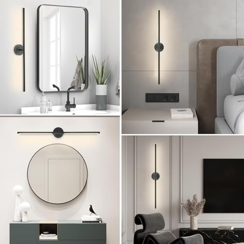 Matte Black Bathroom Light Fixtures Over Mirror 43 Inch