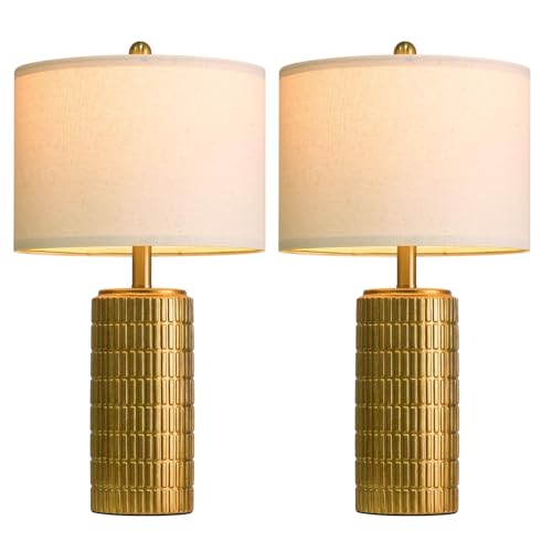 23" Brass Gold Ceramic Table Lamps for Living Room