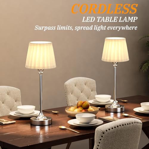 Cordless Table Lamp Rechargeable Silver