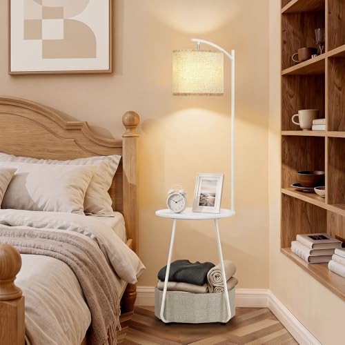 Floor Lamp with Table (White)