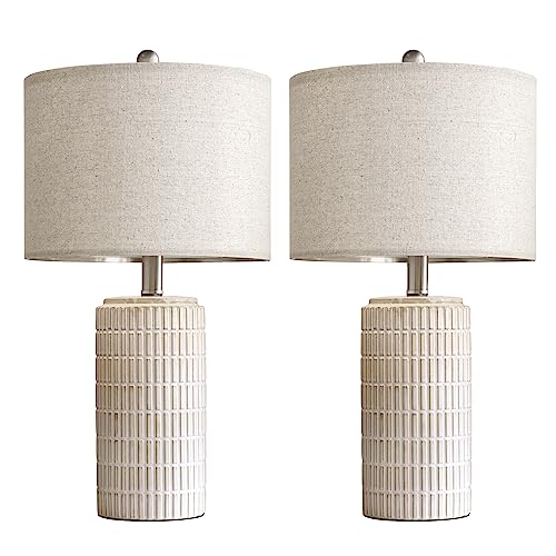 23" Modern Ceramic Table Lamp Set of 2 for Living Room Bedroom (2 Count)