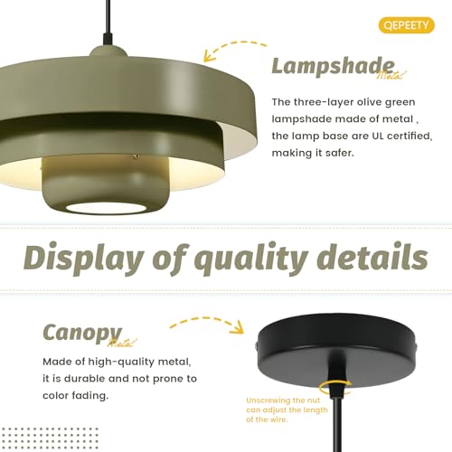 Olive‑Green Hanging Pendant Light Scandinavian Ceiling Lamp